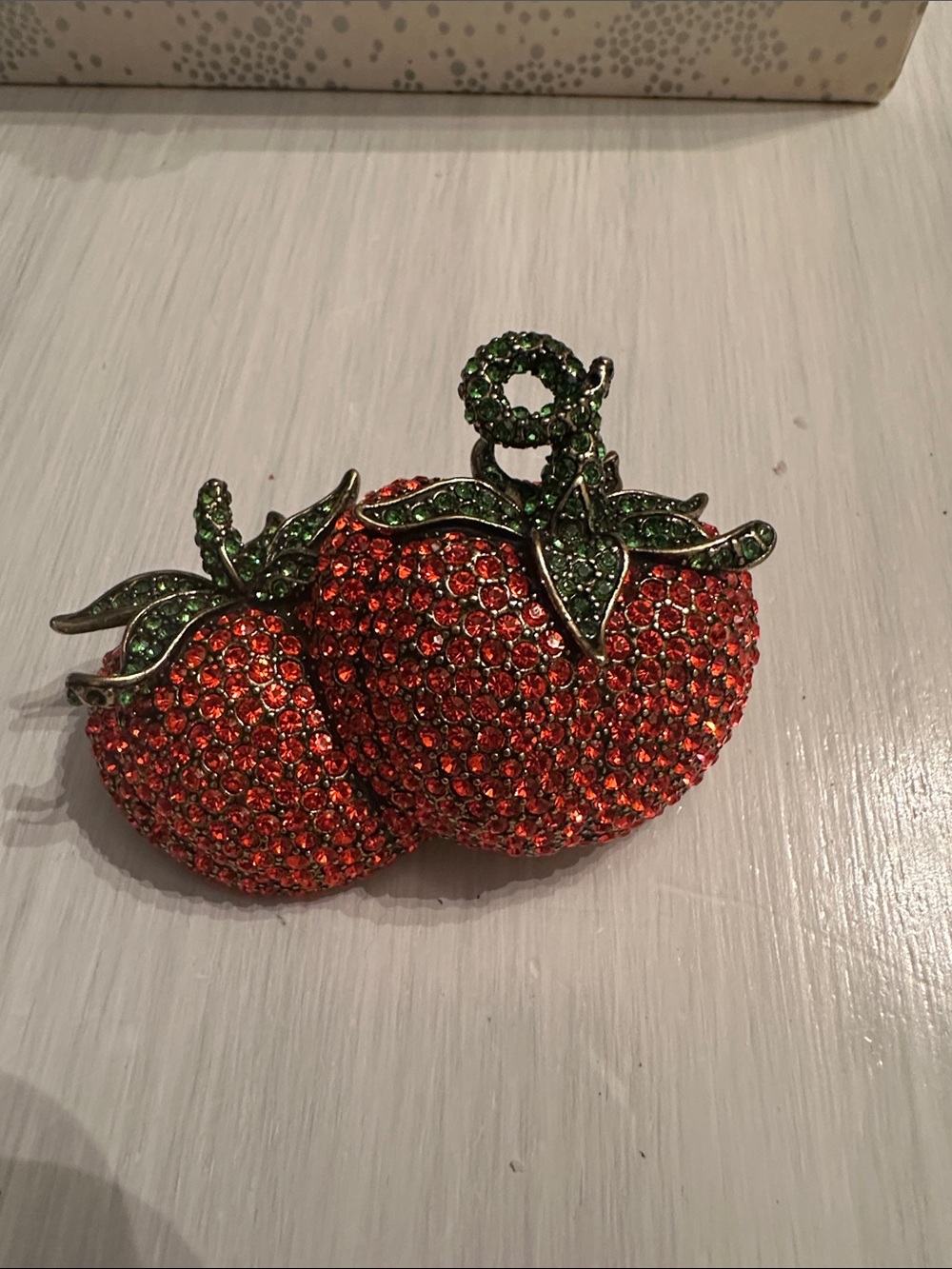 Heidi DAUS “Jersey Tomato” crystal pin